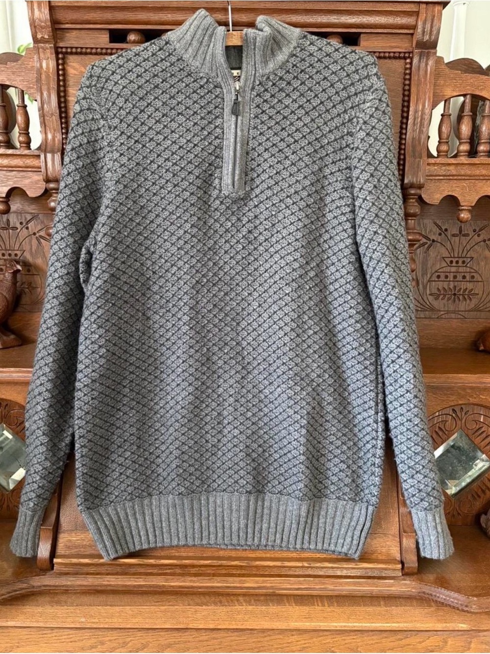 Joseph Abboud Wool Blend Knit Fisherman Quarter Zip Sweater